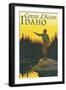 Coeur D'Alene, Idaho - Fly Fishing Scene-Lantern Press-Framed Art Print