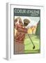 Coeur D'Alene, Idaho - Golfer-Lantern Press-Framed Art Print