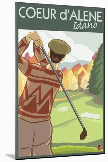 Coeur D'Alene, Idaho - Golfer-Lantern Press-Mounted Art Print