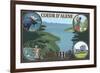 Coeur D'Alene, Idaho - Scenic Travel Poster-Lantern Press-Framed Premium Giclee Print