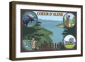 Coeur D'Alene, Idaho - Scenic Travel Poster-Lantern Press-Framed Art Print