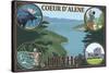 Coeur D'Alene, Idaho - Scenic Travel Poster-Lantern Press-Stretched Canvas