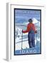 Coeur D'Alene, Idaho - Skier Admiring-Lantern Press-Framed Art Print