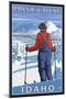 Coeur D'Alene, Idaho - Skier Admiring-Lantern Press-Mounted Art Print