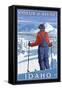 Coeur D'Alene, Idaho - Skier Admiring-Lantern Press-Framed Stretched Canvas