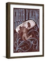 Coeur D'Alene, Idaho - Wakeboarder-Lantern Press-Framed Art Print