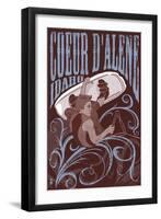 Coeur D'Alene, Idaho - Wakeboarder-Lantern Press-Framed Art Print