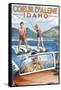 Coeur D'Alene, Idaho - Water Skiing Scene-Lantern Press-Framed Stretched Canvas