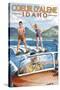 Coeur D'Alene, Idaho - Water Skiing Scene-Lantern Press-Stretched Canvas