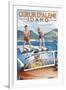 Coeur D'Alene, Idaho - Water Skiing Scene-Lantern Press-Framed Art Print