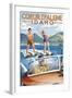 Coeur D'Alene, Idaho - Water Skiing Scene-Lantern Press-Framed Art Print