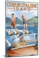 Coeur D'Alene, Idaho - Water Skiing Scene-Lantern Press-Mounted Art Print