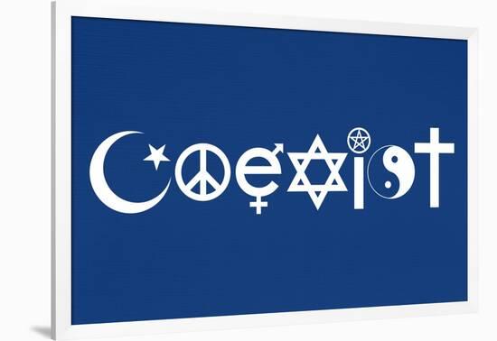 Coexist Blue Motivational Plastic Sign-null-Framed Art Print