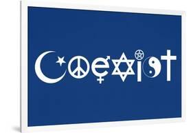 Coexist Blue Motivational Plastic Sign-null-Framed Art Print