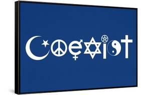 Coexist Blue Motivational Plastic Sign-null-Framed Stretched Canvas