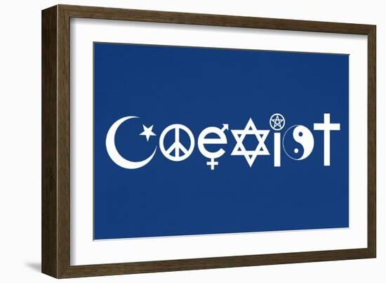 Coexist Blue Motivational Plastic Sign-null-Framed Art Print