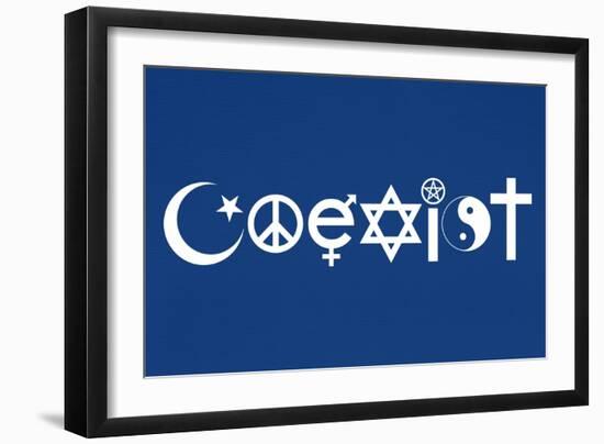 Coexist Blue Motivational Plastic Sign-null-Framed Art Print