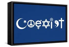 Coexist Blue Motivational Plastic Sign-null-Framed Stretched Canvas