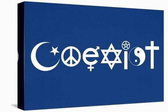 Coexist Blue Motivational Plastic Sign-null-Stretched Canvas