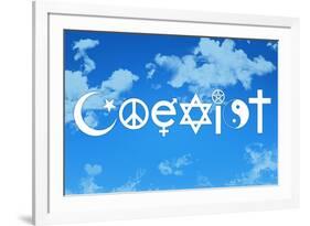 Coexist Sky Motivational Plastic Sign-null-Framed Art Print