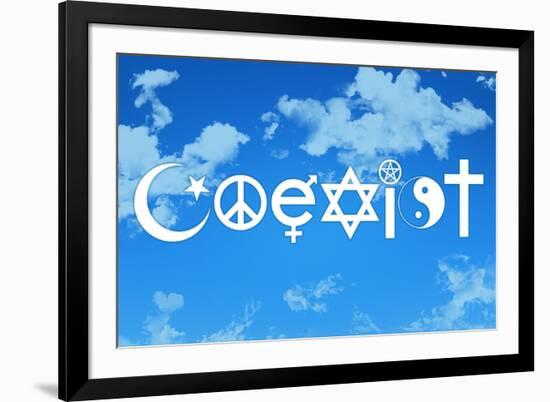 Coexist Sky Motivational Plastic Sign-null-Framed Art Print