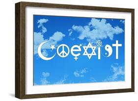 Coexist Sky Motivational Plastic Sign-null-Framed Art Print