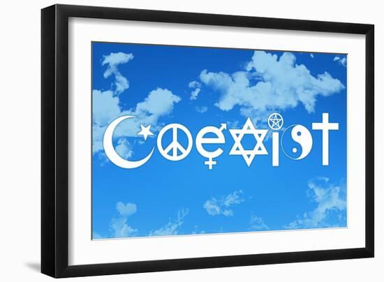 Coexist Sky Motivational Plastic Sign-null-Framed Art Print