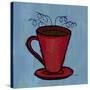 Coffe Art Blue-Herb Dickinson-Stretched Canvas