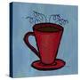 Coffe Art Blue-Herb Dickinson-Stretched Canvas