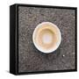 Coffe to go mug stands on the floor, bird's-eye view-MIZ-Framed Stretched Canvas