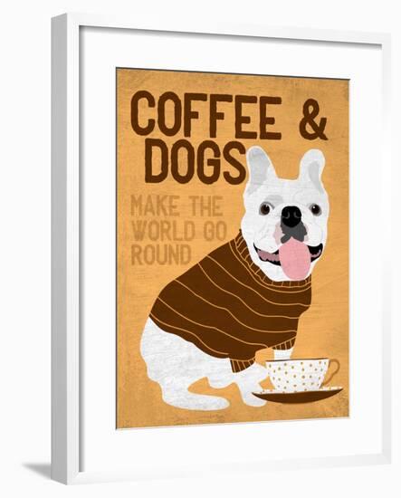 Coffee and Dogs French Bulldog-Ginger Oliphant-Framed Art Print