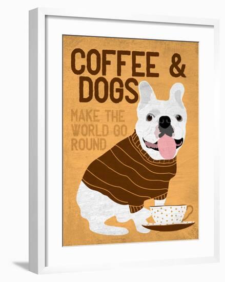 Coffee and Dogs French Bulldog-Ginger Oliphant-Framed Art Print