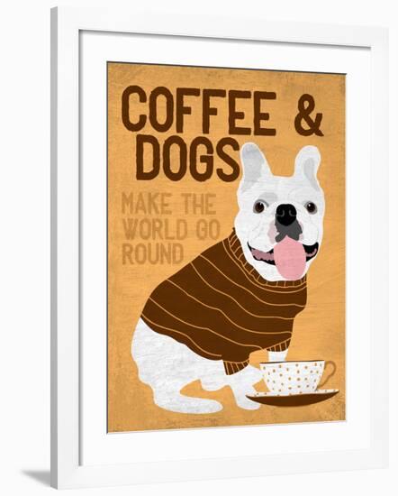 Coffee and Dogs French Bulldog-Ginger Oliphant-Framed Art Print