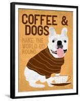 Coffee and Dogs French Bulldog-Ginger Oliphant-Framed Art Print