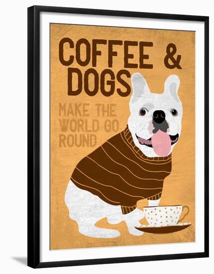 Coffee and Dogs French Bulldog-Ginger Oliphant-Framed Art Print