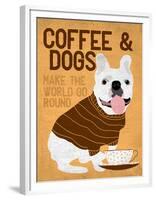 Coffee and Dogs French Bulldog-Ginger Oliphant-Framed Art Print