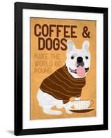 Coffee and Dogs French Bulldog-Ginger Oliphant-Framed Art Print