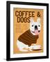 Coffee and Dogs French Bulldog-Ginger Oliphant-Framed Art Print