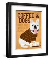 Coffee and Dogs French Bulldog-Ginger Oliphant-Framed Art Print