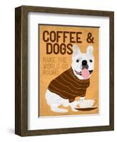 Coffee and Dogs French Bulldog-Ginger Oliphant-Framed Art Print