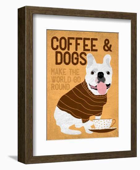 Coffee and Dogs French Bulldog-Ginger Oliphant-Framed Art Print