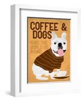 Coffee and Dogs French Bulldog-Ginger Oliphant-Framed Art Print