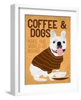 Coffee and Dogs French Bulldog-Ginger Oliphant-Framed Art Print