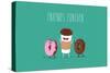 Coffee and Donuts Illustration. Vector Cartoon. Comic Characters.-Serbinka-Stretched Canvas