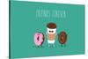 Coffee and Donuts Illustration. Vector Cartoon. Comic Characters.-Serbinka-Stretched Canvas