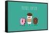 Coffee and Donuts Illustration. Vector Cartoon. Comic Characters.-Serbinka-Framed Stretched Canvas