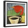 Coffee and Red Bird-Tim Nyberg-Framed Premium Giclee Print