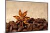 Coffee And Star Anise On Sackcloth Background With Copyspace-wasja-Mounted Photographic Print