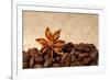 Coffee And Star Anise On Sackcloth Background With Copyspace-wasja-Framed Photographic Print