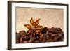 Coffee And Star Anise On Sackcloth Background With Copyspace-wasja-Framed Photographic Print